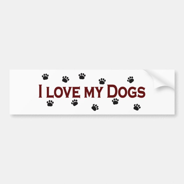 Autocollant De Voiture J'aime mes chiens (Devant)