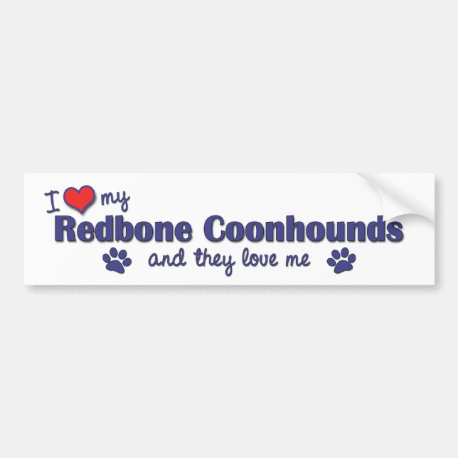 Autocollant De Voiture J'aime mes Coonhounds de Redbone (les chiens (Devant)