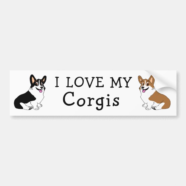 Autocollant De Voiture J'aime mes Corgis (Devant)