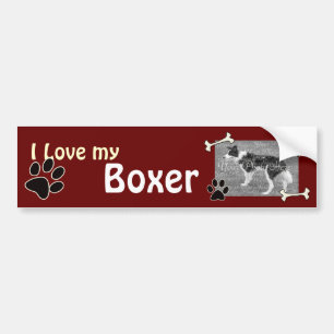 Autocollant De Voiture J'aime mon adhésif pour pare-chocs de boxeur