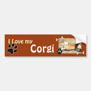 Autocollant De Voiture J'aime mon adhésif pour pare-chocs de corgi