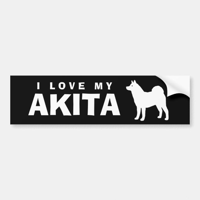 AUTOCOLLANT DE VOITURE J'AIME MON AKITA (Devant)