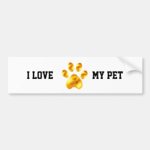 AUTOCOLLANT DE VOITURE J'AIME MON ANIMAL DE COMPAGNIE