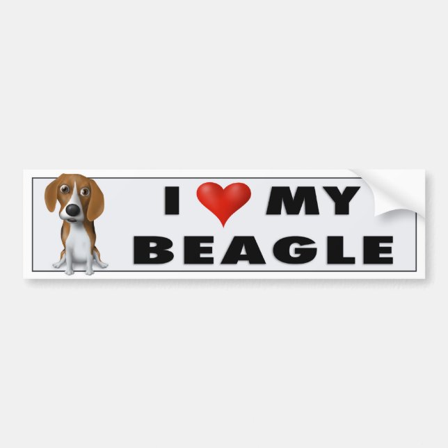 Autocollant De Voiture J'aime mon beagle BEA1 (Devant)