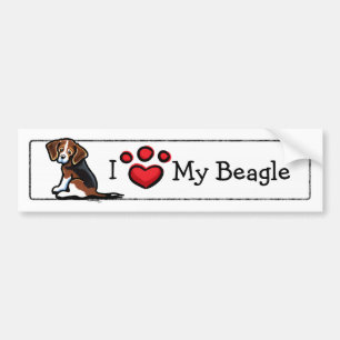 Autocollant De Voiture J'aime mon beagle tricolore