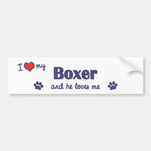Autocollant De Voiture J'aime mon boxeur (le chien masculin)