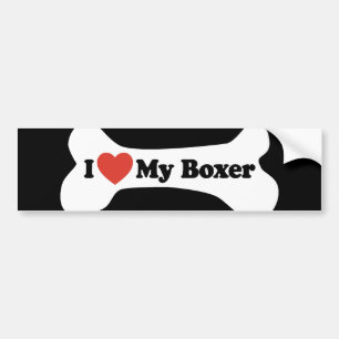 Autocollant De Voiture J'aime mon boxeur - os de chien