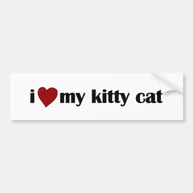 Autocollant De Voiture J'aime mon chat de Kitty (Devant)