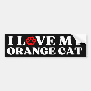 Autocollant De Voiture j'aime mon chat orange