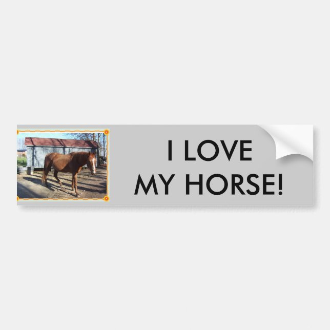 AUTOCOLLANT DE VOITURE J'AIME MON CHEVAL ! (Devant)