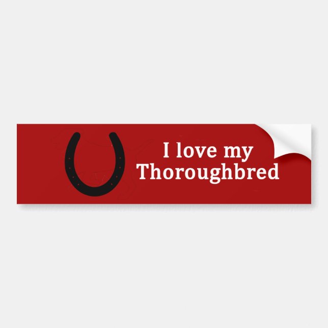 Autocollant De Voiture J'Aime Mon Cheval Thoroughbred (Devant)