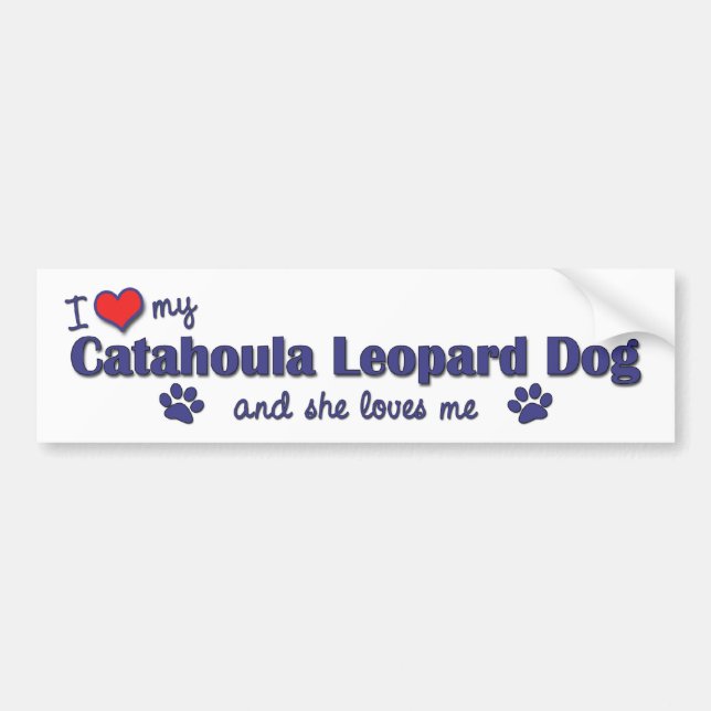 Autocollant De Voiture J'aime mon chien de léopard de Catahoula (le chien (Devant)