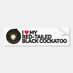 Autocollant De Voiture J'AIME MON COCKATOO NOIR TAILLÉ ROUGE - femelle