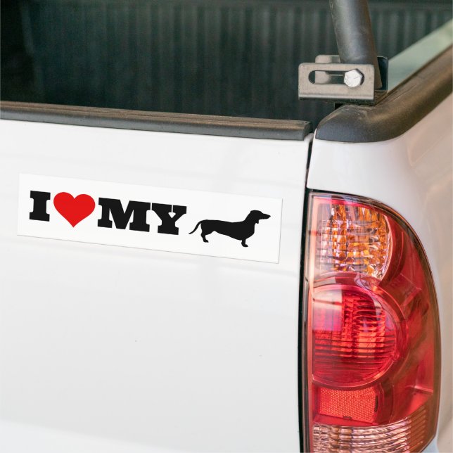 Autocollant De Voiture J'Aime Mon Dachshund (Sur camion)