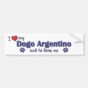 Autocollant De Voiture J'aime mon Dogo Argentino (le chien masculin)