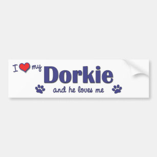 Autocollant De Voiture J'aime mon Dorkie (le chien masculin)