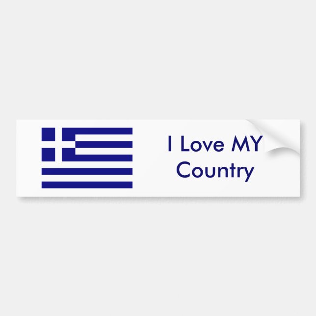 Autocollant De Voiture J'aime MON drapeau de la Grèce de pays le MUSÉE (Devant)