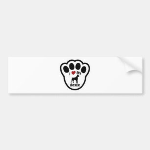 Autocollant De Voiture J'aime mon empreinte de patte de boxeur