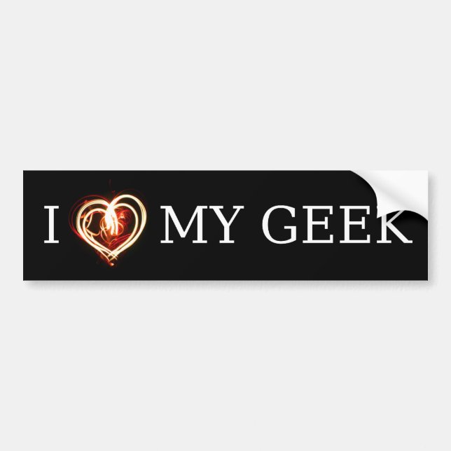 AUTOCOLLANT DE VOITURE J'AIME MON GEEK (Devant)