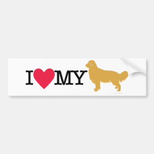 Autocollant De Voiture J'aime mon golden retriever !