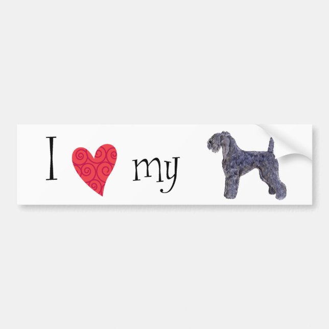 Autocollant De Voiture J'aime mon Kerry Blue Terrier (Devant)