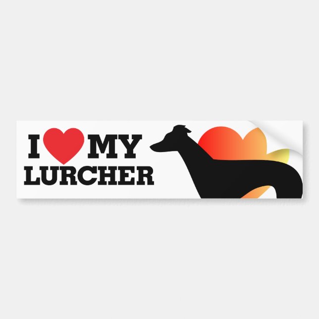 Autocollant De Voiture J'aime mon Lurcher (Devant)