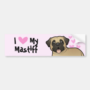 Autocollant De Voiture J'aime mon mastiff/Bullmastiff