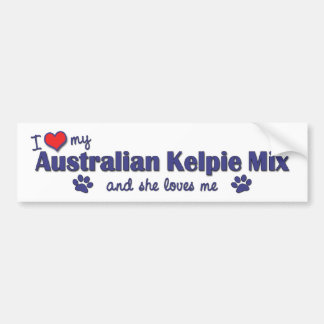 Autocollant De Voiture J'aime mon mélange australien de Kelpie (le chien