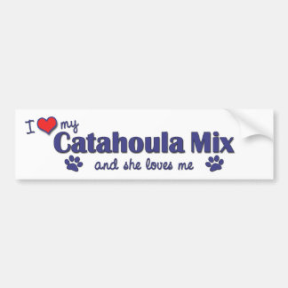 Autocollant De Voiture J'aime mon mélange de Catahoula (le chien femelle)