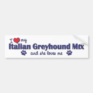 Autocollant De Voiture J'aime mon mélange de lévrier italien (le chien