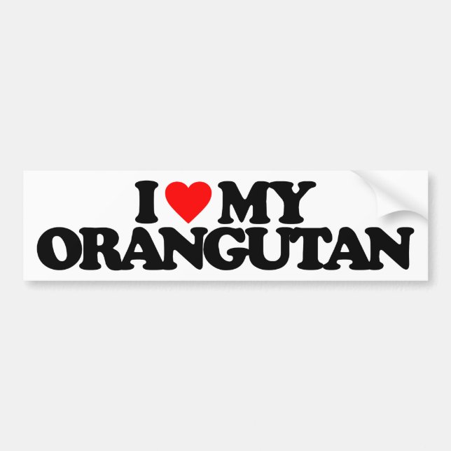 AUTOCOLLANT DE VOITURE J'AIME MON ORANG-OUTAN (Devant)