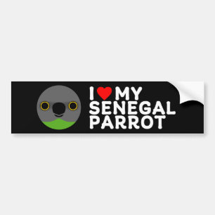 AUTOCOLLANT DE VOITURE J'AIME MON PARROT SÉNÉGAL
