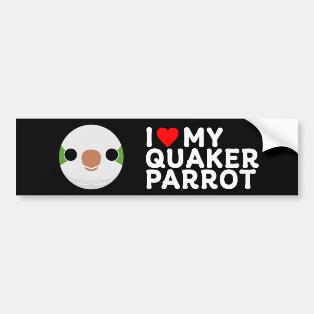 Autocollant De Voiture J'AIME MON PERROQUET QUAKER – normal (Devant)