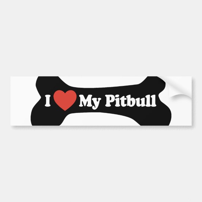 Autocollant De Voiture J'aime mon Pitbull - os de chien (Devant)