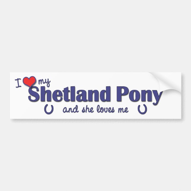 Autocollant De Voiture J'aime mon poney de Shetland (le poney femelle) (Devant)