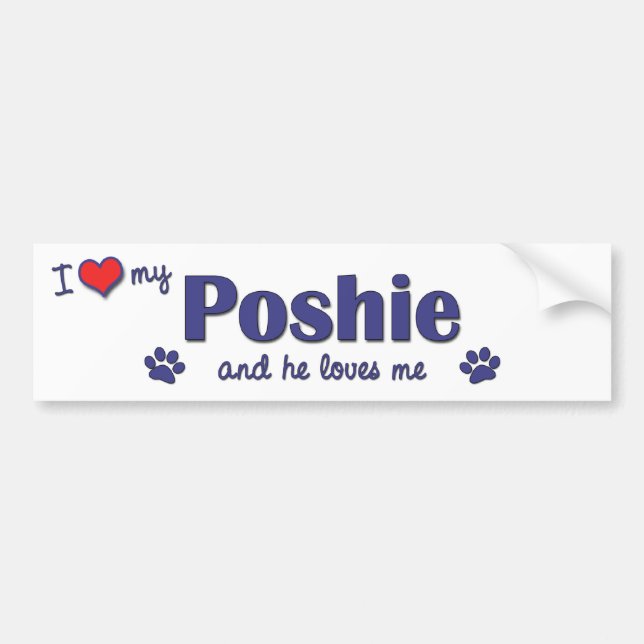 Autocollant De Voiture J'aime mon Poshie (le chien masculin) (Devant)
