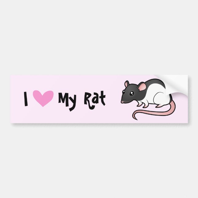 Autocollant De Voiture J'aime mon rat (Devant)
