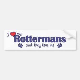 Autocollant De Voiture J'aime mon Rottermans (les chiens multiples)