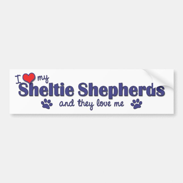 Autocollant De Voiture J'aime mon Sheltie Shepherds (les chiens (Devant)