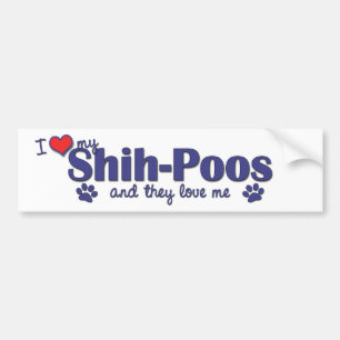 Autocollant De Voiture J'aime mon Shih-Poos (les chiens multiples)