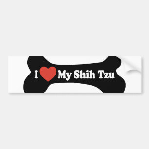 Autocollant De Voiture J'aime mon Shih Tzu - os de chien