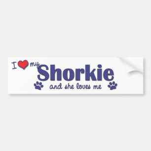 Autocollant De Voiture J'aime mon Shorkie (le chien femelle)
