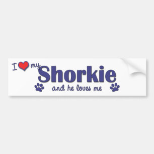 Autocollant De Voiture J'aime mon Shorkie (le chien masculin)