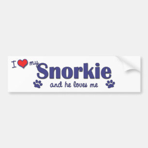 Autocollant De Voiture J'aime mon Snorkie (le chien masculin)