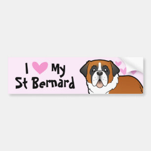 Autocollant De Voiture J'aime mon St Bernard