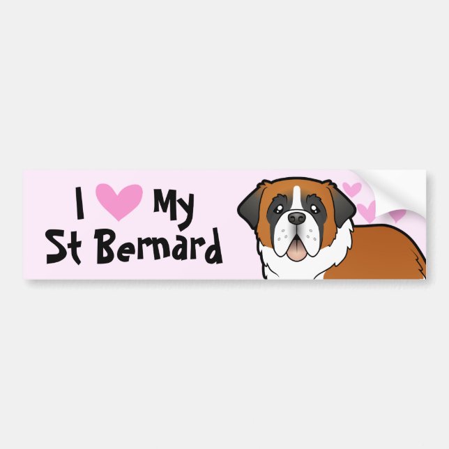 Autocollant De Voiture J'aime mon St Bernard (Devant)