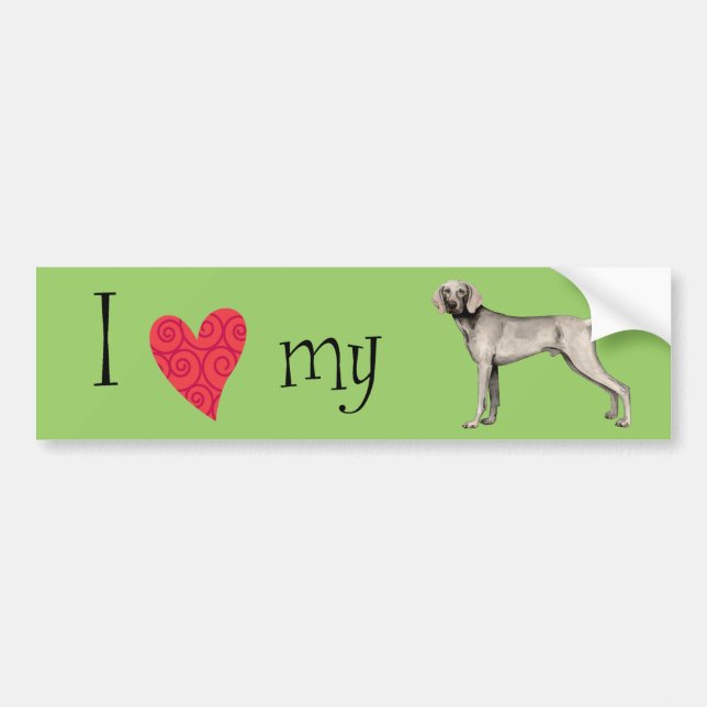 Autocollant De Voiture J'aime mon Weimaraner (Devant)