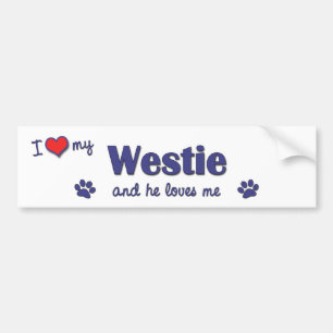 Autocollant De Voiture J'aime mon Westie (le chien masculin)