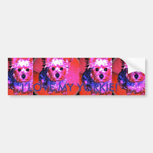 Autocollant De Voiture J'AIME MON YORKIE !  Adhésif pour pare-chocs (Devant)