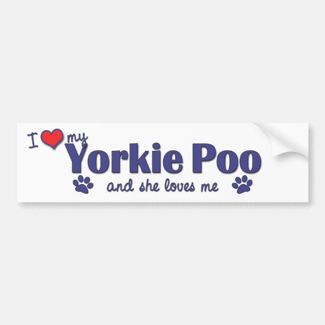 Autocollant De Voiture J'aime mon Yorkie Poo (le chien femelle) (Devant)